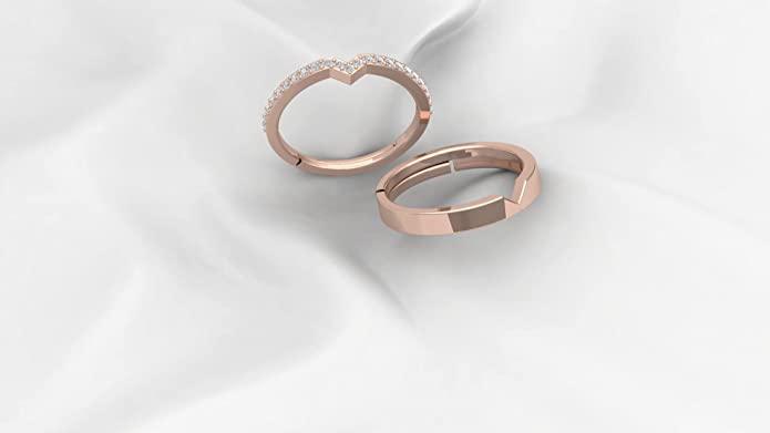 Buy Platinum Plated Elegant Austrian Crystal Adjustable Solitare Couple Ring  online from Karat Cart